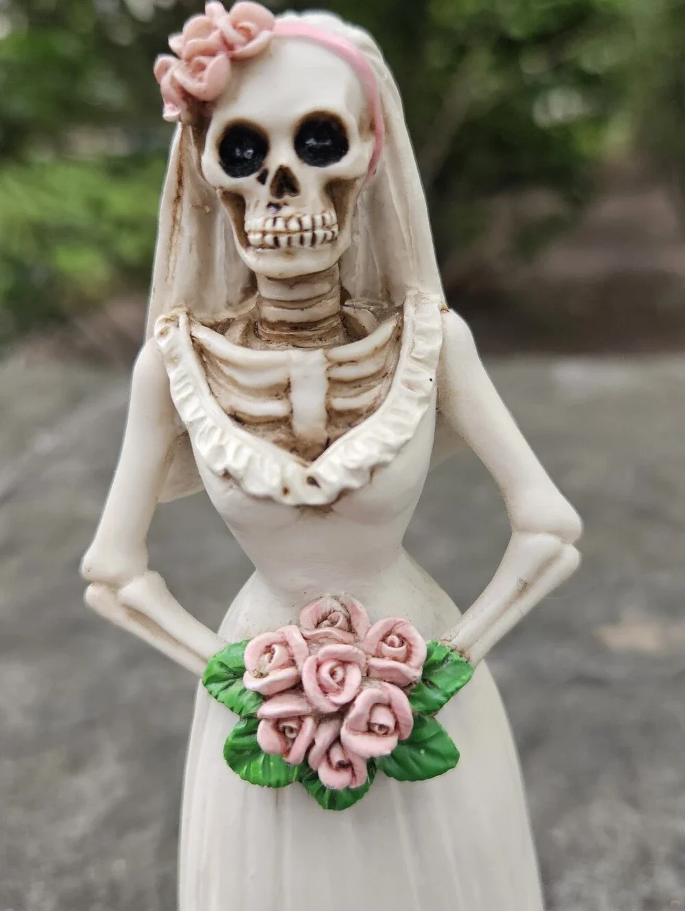 Bridal Skeleton Figurine in White and Pink***PREOWNED